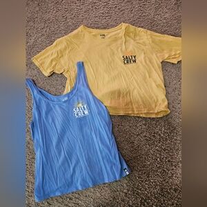 Womens XL Salty Crew tank and cropped shirt.